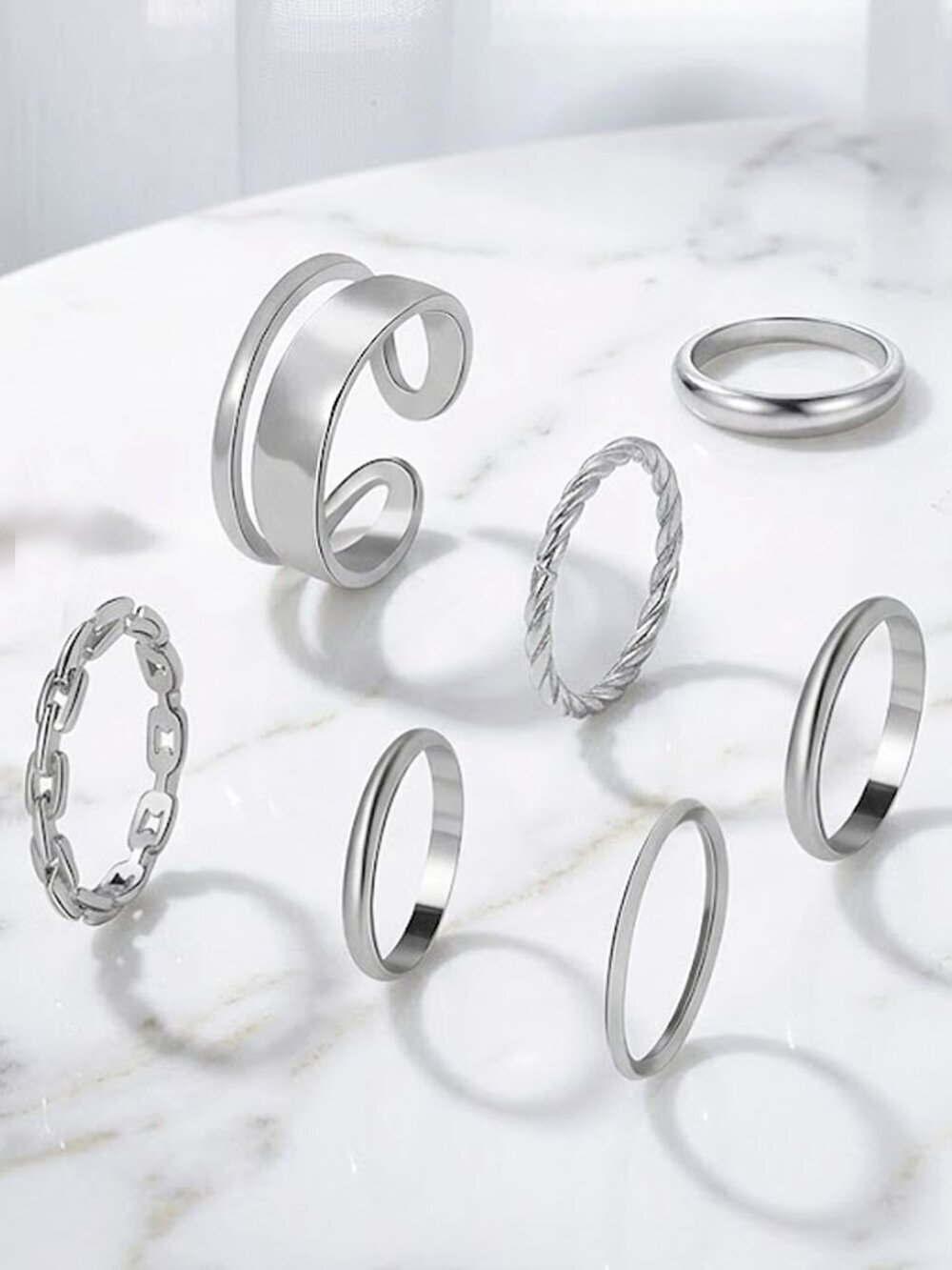  Women’s Fashionable Ring Set - Silver Ring Set
